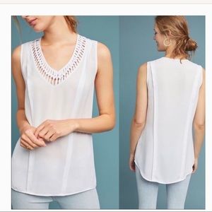 Anthropologie Maeve White Sleeveless Blouse